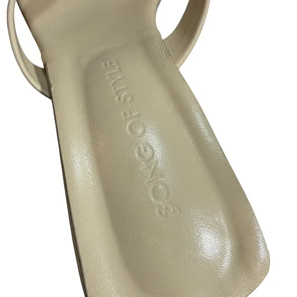 Revolve Song of Style Mia Wedge Thong Sandals Size 7.5 Beige Leather Structural - Picture 7 of 9